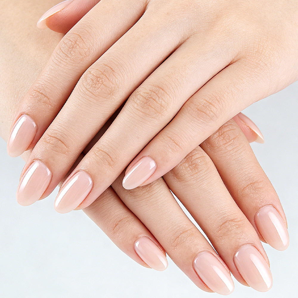 24pcs/Set Apricot Chrome Short Oval Press-On Nails