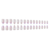 24pcs/Set White French Tips with Rhinestone Bow Press-On Nails