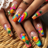 24pcs/Set Colorful Gradient Fruits Press-On Nails