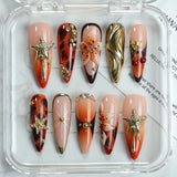 (Handmade) 10pcs/Set Ombre Star Leopard Floral Press-On Nails