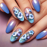 24pcs/Set Lily Symbolism Blue Gradient Press-On Nails