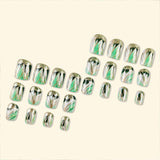 24pcs/Set Enchanted Emerald Forest Short Press-On Nails