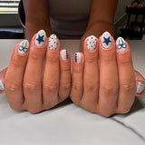 24pcs/Set Star & Stripe Bow Polka Dots Press-On Nails