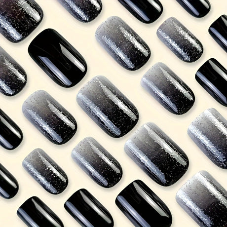 24pcs/Set Black & White Gradient Press-On Nails