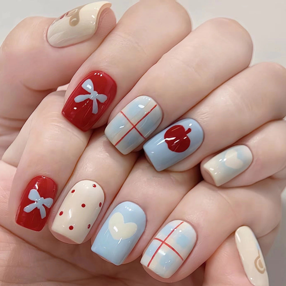 24pcs/Set Cartoon Heart Press-On Nails