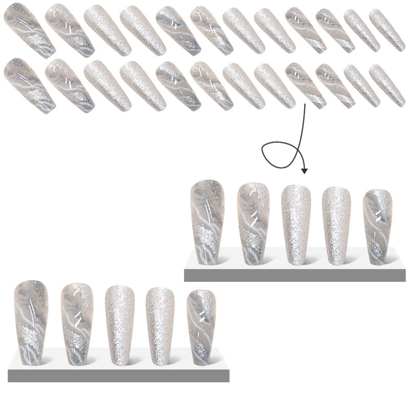 24pcs/Set Sparkling Marble Press-On Nails