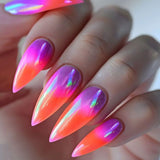 24pcs/Set Gradient Aurora Laser Press-On Nails