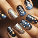 24pcs/Set Multicolored Starry Sky Gradient Press-On Nails