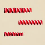 24pcs/Set Short Red Chrome Press On Nails
