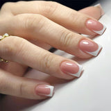 24pcs/Set Minimal Nude & White French Short Press On Nails