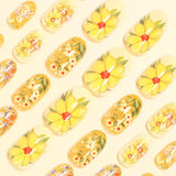 24pcs/Set Oil Painting Texture White Daisies Press-On Nails