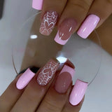 24pcs/Set Spider Web Heart Press-On Nails