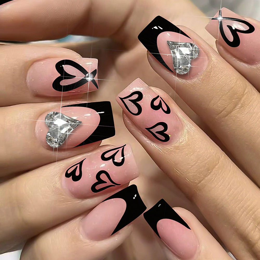 24pcs/Set Heart French Tips Press-On Nails