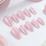 24pcs/Set Nude Pink Cat Eye Press-On Nails
