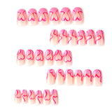 24pcs/Set Pink French Heart Press-On Nails
