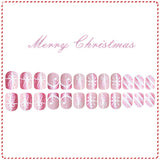 24pcs/Set Christmas Glitter Snowflake Gift Stripe Short Press On Nails