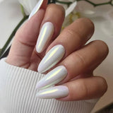 24pcs/Set White Aurora Press-On Nails