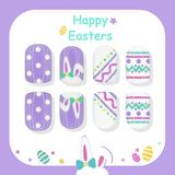 24pcs/Set Bunny Polka Dot & Stripe Short Press On Nails