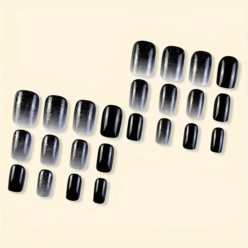 24pcs/Set Black & White Gradient Press-On Nails