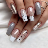 24pcs/Set Star and Moon Subtle Glitter French Press-On Nails