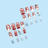 24pcs/Set Christmas Snowman Snowflake Press-On Nails