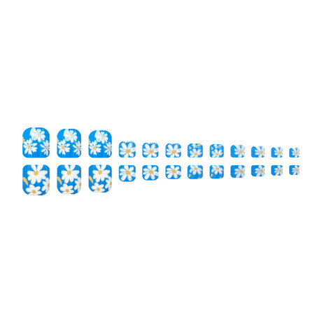 24pcs/Set Blue Daisy Press On Toe Nails