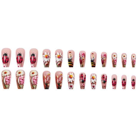 24pcs/Set Bee & Daisy Press-On Nails