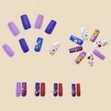 24pcs/Set Vintage Matte Floral Striped Press-On Nails