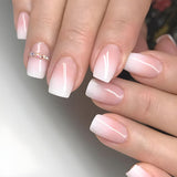 24pcs/Set Minimal White-Edge Jelly Pink Press-On Nails