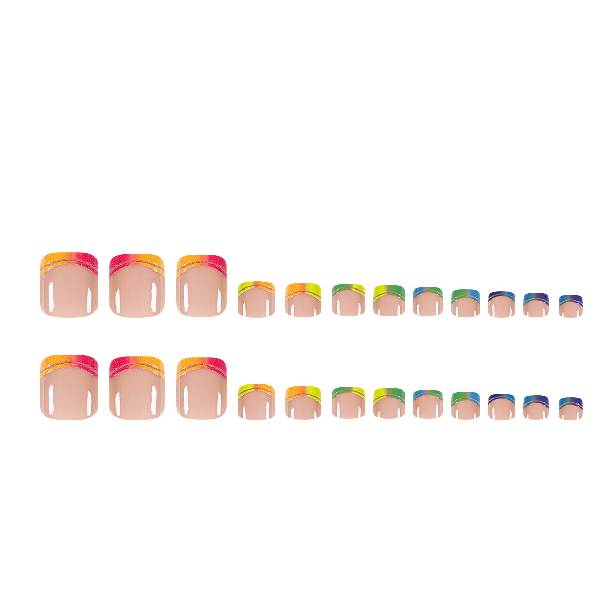 24pcs/Set Colorful French Tips Press On Toe Nails