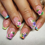 24pcs/Set Colorful Floral French Tip Press-On Nails