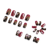 24pcs/Set Square Sakura Metallic Branches Short Press On Nails