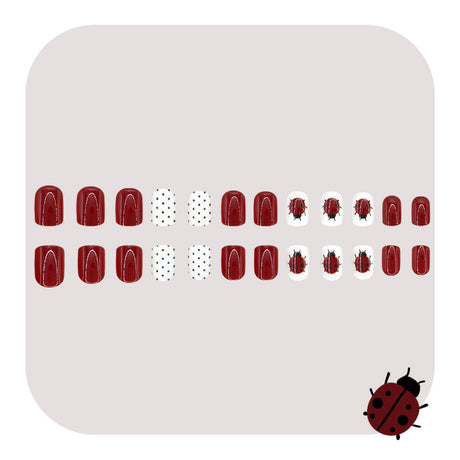 24pcs/Set Ladybug Polka Dots Press-On Nails