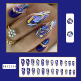 24pcs/Set Glass Amber Pattern Press-On Nails