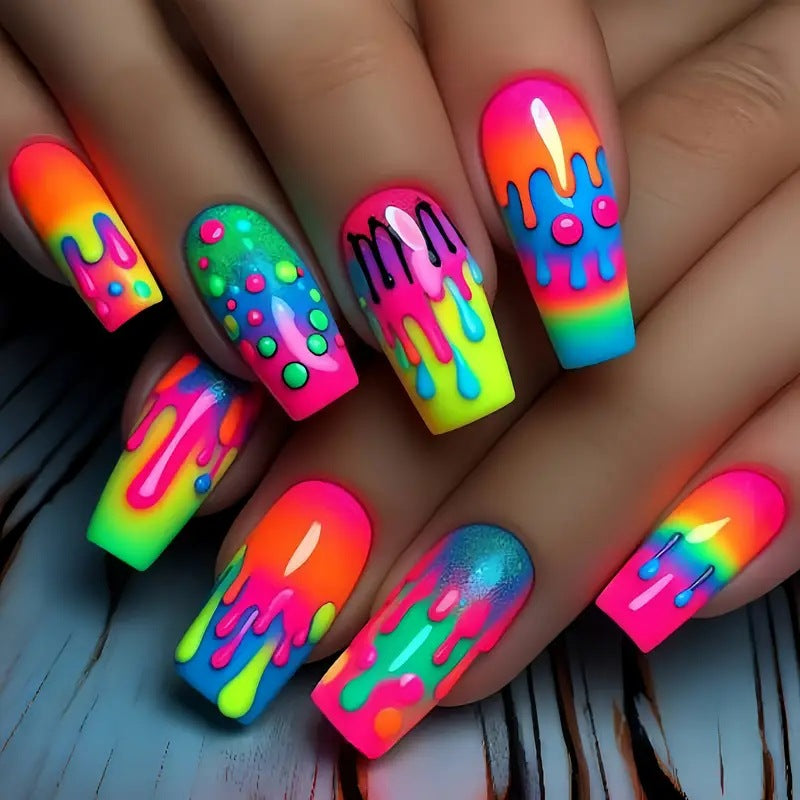 24pcs/Set Vibrant Colors Press-On Nails