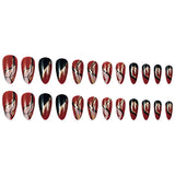 24pcs/Set Red Glitter Press-On Nails