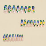 24pcs/Set Pansy Floral Print Press-On Nails