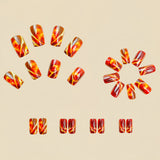 24pcs/Set Dark Red Flame Stripes Press-On Nails