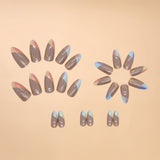 24pcs/Set Gold Glitter Lines Press-On Nails