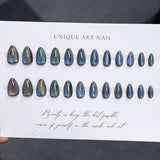 24pcs/Set Ultra Sparkly Rainbow Cat Eye Short Almond Press-On Nails