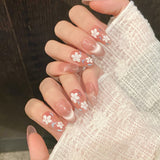 (Handmade) 10pcs/Set Cat-Eye Hand-Painted 3D Flower Press-On Nails