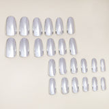 24pcs/Set Silver Mirror Press-On Nails