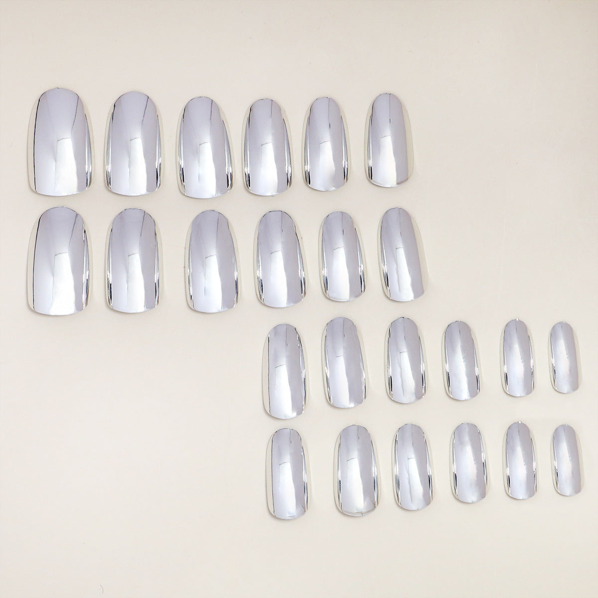 24pcs/Set Silver Mirror Press-On Nails