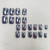 24pcs/Set Black Powder Mirror Press-On Nails