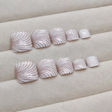 24pcs/Set Shell Pattern Press On Toe Nails