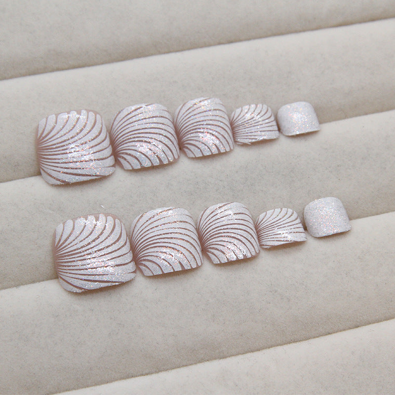 24pcs/Set Shell Pattern Press On Toe Nails