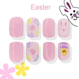 24pcs/Set Pastel Easter Egg Chicks Short Press-On Nails