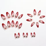 24pcs/Set Christmas Red Berry Snowflakes Press-On Nails