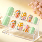 24pcs/Set Green Minimalist Floral Press-On Nails