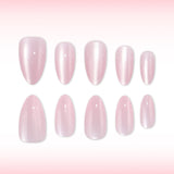 24pcs/Set Nude Pink Cat Eye Press-On Nails